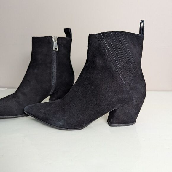 Ma & Lo Suede Chelsea Booties Women’s Pointed Toe Italian Made Sz 36 - Picture 2 of 12